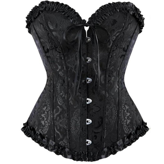 819 Women'S Lace up Boned Overbust Corset Bustier Lingerie Bodyshaper Top